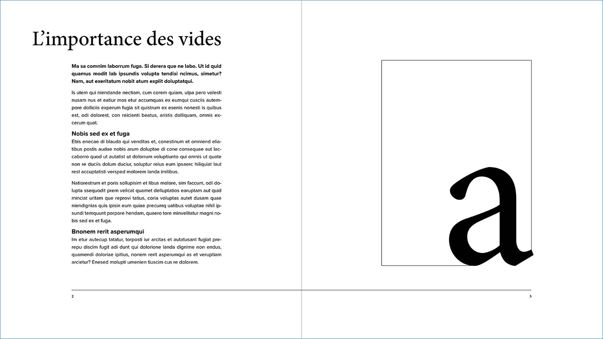Illustration. Noir et blanc. Mise en page efficace grâce aux espaces vides, aux blancs et aux espaces négatifs.